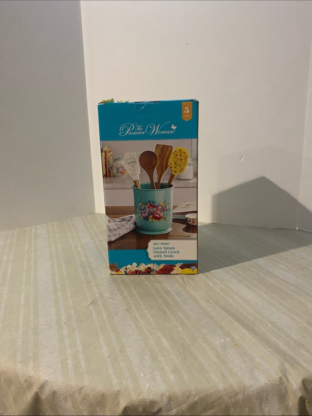 The Pioneer Woman Teal Floral Utensil Crock with Tools